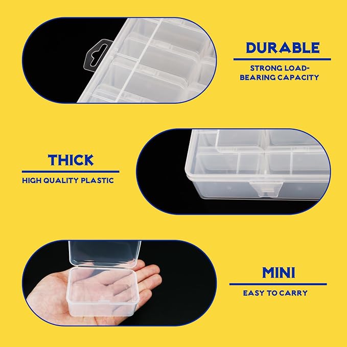 75Pcs Small Bead Organizer Box, Clear Rectangles Bead Storage Containers with Lids, Plastic Craft Storage Box Bead Cases, Mini Small Parts Organizer for Jewelry Nail Screws Seeds and Labels