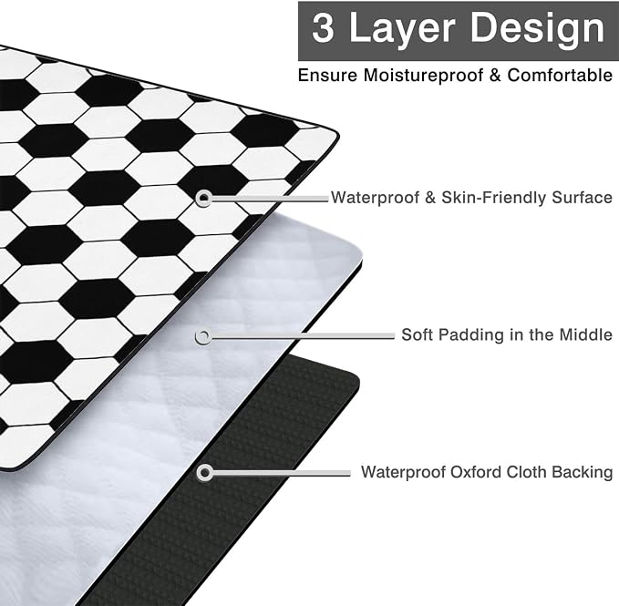 Soccer Blankets Waterproof Foldable,60''x80'' Portable Dual Layers Outdoor Travel Camping Backpacking Hiking Beach Blanket Mat for Grass Padded Lawn Park Beach,Soccer Picnic Accessories