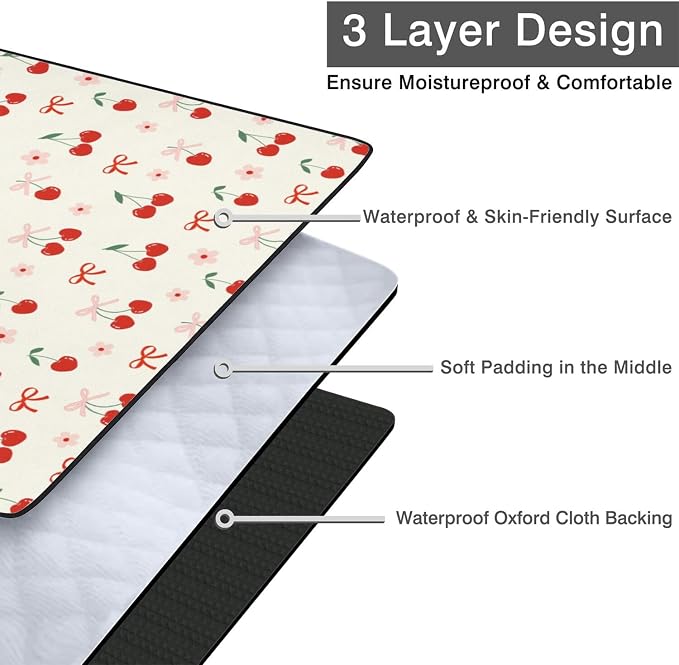 Cherry Picnic Blankets Waterproof Foldable,60’‘x80'' Portable Dual Layers Outdoor Travel Camping Backpacking Hiking Beach Blanket Mat for Grass Padded Lawn Park Beach,Cherry Picnic Accessories