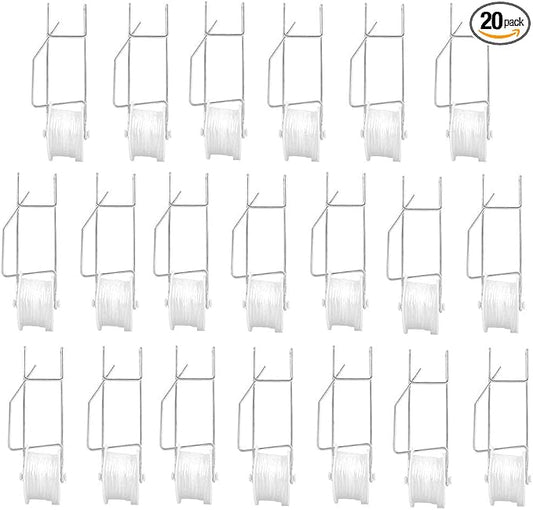 20 Pack Tomato Trellis Roller Hooks with 49.2FT String for Tomato,Plant, Greenhouse,Flower Vine Twine Crop Trellis Kit Plant Roller Hook