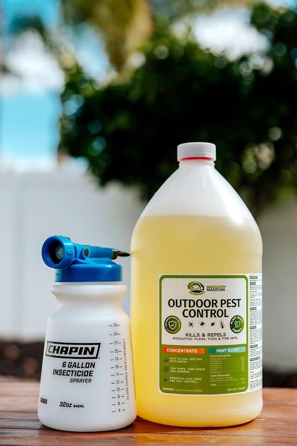 Mosquito Magician Hose End Sprayer with 1 Gallon Liquid Concentrate – Outdoor Mosquito Killer, Flea Yard Spray, Fire Ant Control, Safe for People & Pets, Mosquito Repellent for Lawn, Patio & Plants