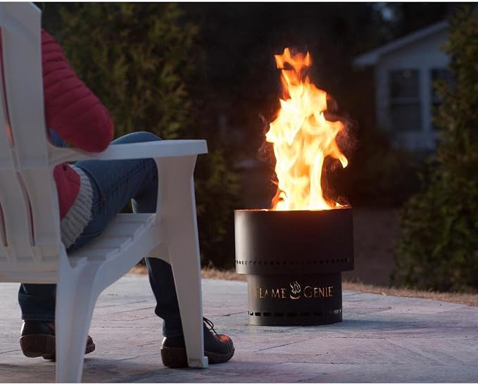 Flame Genie Portable Fire Pit - Smoke-Free Inferno Wood Pellet Fire Pit, 19" Diameter, Black, FG-19 Smokeless Pit, USA Made, Black
