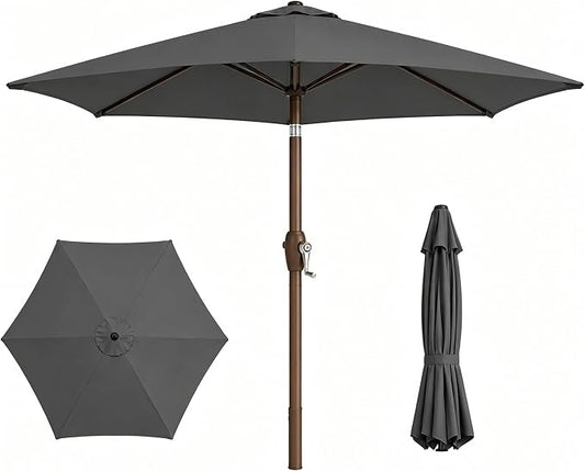 7.5ft Patio Umbrella, Outdoor Table Market Umbrella with Smooth Crank Lift, 6 Windproof Fiberglass Ribs, UPF50+ UV Protection for Deck, Pool, Garden and Backyard