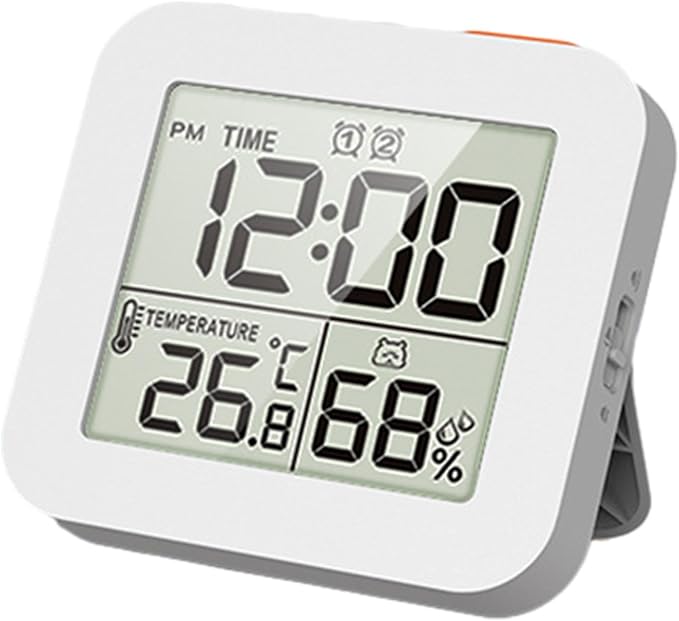 Digital Timer Shower Clock with Alarm, Bathroom Kitchen Wall Clock, White