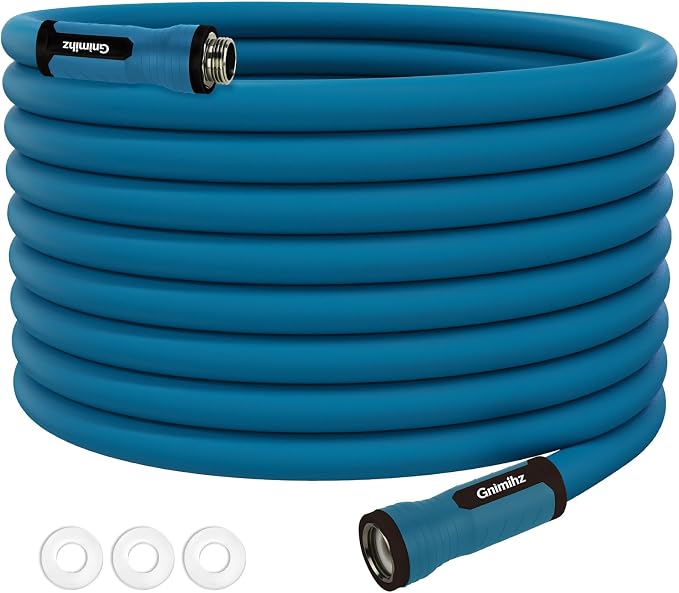 Garden Hose 5/8 in x 150 ft, Made of TPE (BetterThan PVC/Hybrid Polymer), Lightweight yet Durable Water Hose with Ergonomic Grip, Drinking Water Safe Material, All-Weather, 3/4" GHT Fittings