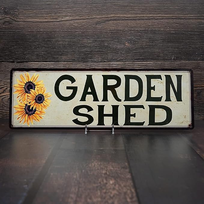 Garden Shed Sunflowers Vegetable Patio Flowers Veggies Metal Sign Wall Décor 6 x 18 High Gloss Metal 206180016001
