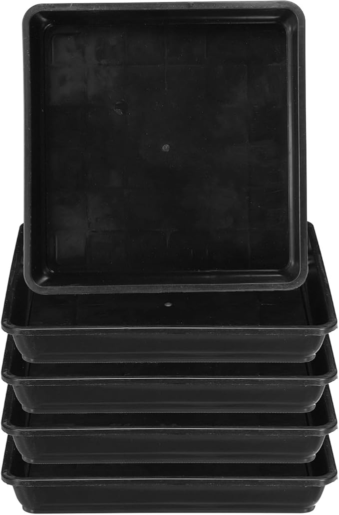 PATIKIL Plant Saucer Tray, 15 Pack 14 Inch Plastic Square Plant Saucer Flower Planter Drip Tray for Indoors Outdoors Patio Balcony, Black
