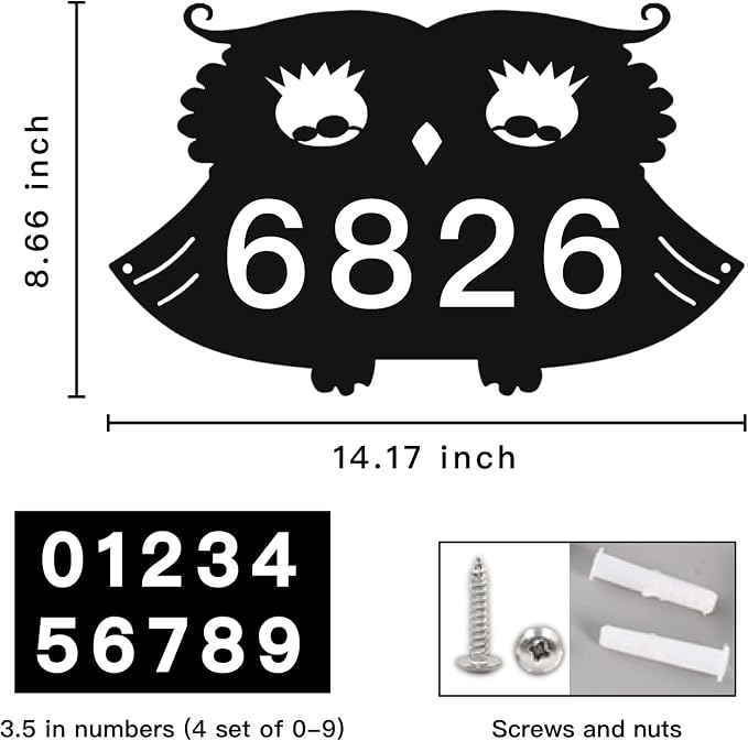 Metal Address Sign for Houses, Wall Mounted House Numbers for Outside, Reflective Home Address Sign For House, Mailbox Decor Numbers, High Visibility Address Plaques for Street, Yard