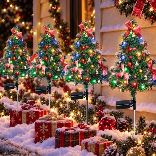 GIGALUMI Solar Christmas Tree Lights, Outdoor Decor Multicolored 4 Pack by GIGALUMI