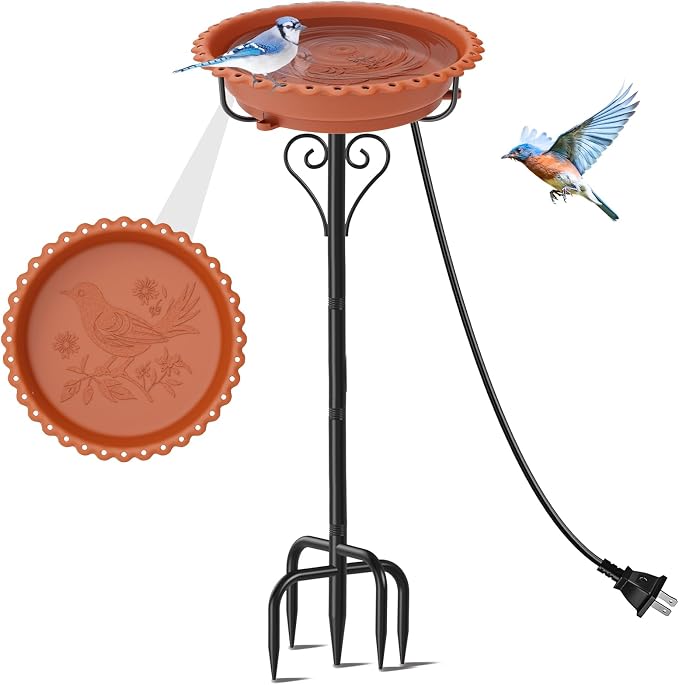 Bird Bath for Outside,40In Vintage Freestanding Bird Baths for Outdoors with Removable Bowl,Bird Baths Feeder with 5 Prongs Base for Garden Patio Yard Lawn Decor (Brown)