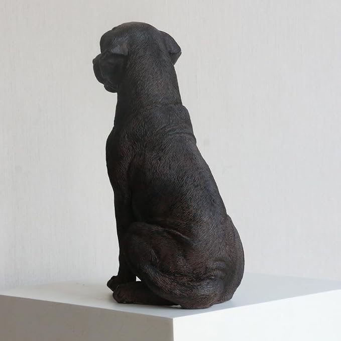 Lukitas Black Lab Statue, Sitting Dog Figurine Home Decor, Modern Puppy Decorative Sculpture for Living Room Yard Garden Outside, Resin 11.5''