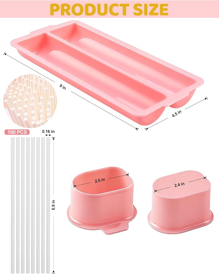 WDAHDHP Round Cake Pop Mold Set, Including 2Pcs Circle Cake Pop Cutter, 9 Inch Tray and 100Pcs Lollipop Sticks for Home Desserts Making Accessories, Pink