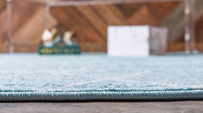 Unique Loom Trellis Frieze Collection Area Rug - Geometric (4' 1" x 6' 1", Light Blue/ Ivory)