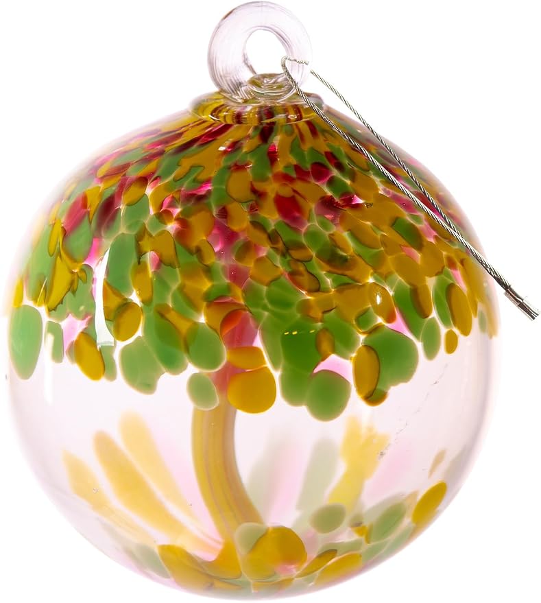 Dale Tiffany Hand Blown Glass, 6" Diameter Blossom, Tree of Life Collection, Witch Globe Hanging Garden Indoor/Outdoor Decorative Ornament Gazing Ball