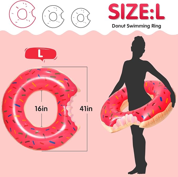 DMAR Donut Pool Float - Donut Tube & Ring for Beach & Pool