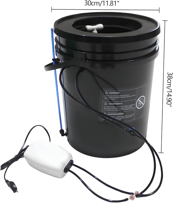 5 Gal Hydroponic Growing System, Indoor Deep Water Culture with Drip Irrigation & Air Pump, 8" Basket Kit for Vegetables, Herbs, Home Garden