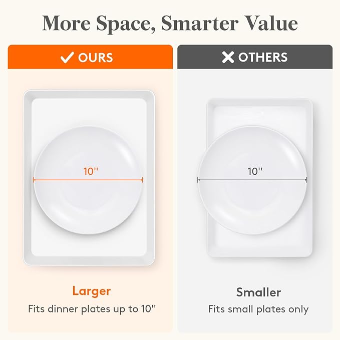 Lifewit 4 Pcs Extra Large Serving Tray for Party, 16" x 12" Reusable Plastic Food Serving Platter for Dessert, Fruit, Cookie, Appetizers & Charcuterie, BPA-Free White Catering Trays for Buffet Display