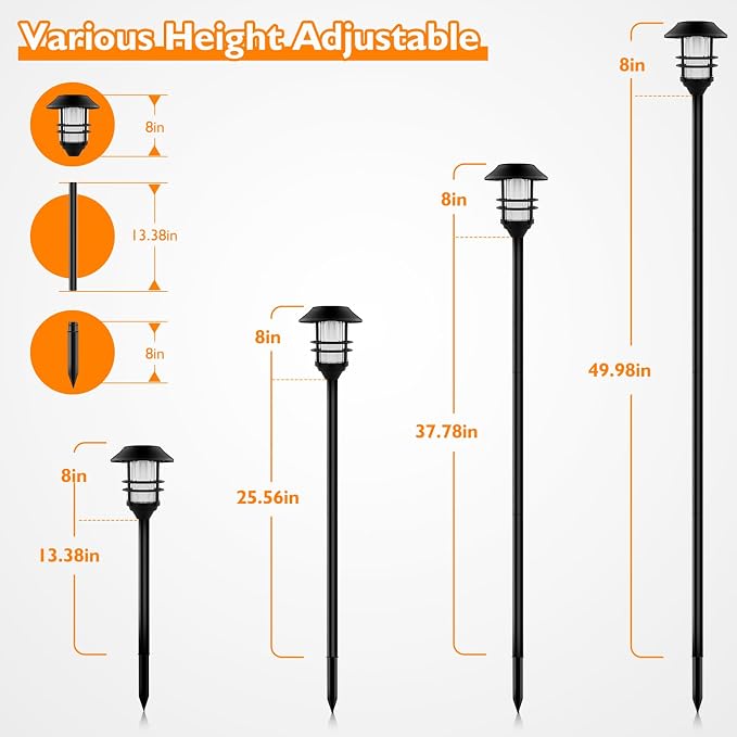 ZOOHAR Solar Outdoor Lights, Waterproof Pathway Torches, LED Metal Landscape Path Lights for Garden Patio Balcony & Pool (Pack of 4)
