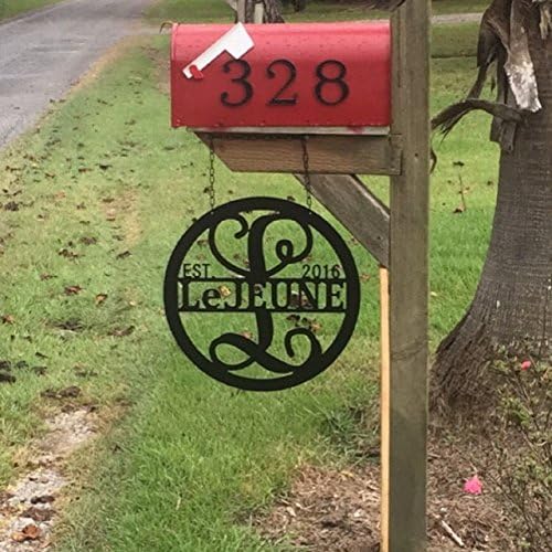 Customizable Last Name Established Date Garden Flag or Home Decor ACM Metal Sign, Hanging Decorative Initial Monogram Sign Door Wreath or Front Door Hanger, Personalized Decor (12 inch)