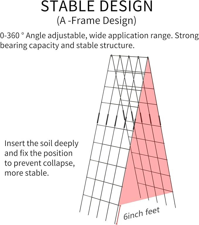2 Pack Cucumber Trellis, 59" High Foldable A-Frame Garden Trellis for Raised Bed Garden Grow Support with Plant Support Clips Ties for Cucumber,Tomato, Climbing Plants and Flowers