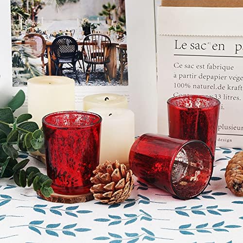 24pcs Red Glass Tea Light Holders - Votive Candle Holders Bulk for Weddings Events - Glass Votives for Wedding Centerpieces, Christmas, Thanksgiving - Candle Accessories Decor (24, Red) - Image 6