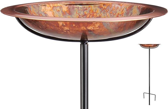 Good Directions Fired Copper Bird Bath on Garden Pole 13"