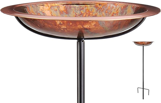 Good Directions Fired Copper Bird Bath on Garden Pole 13"