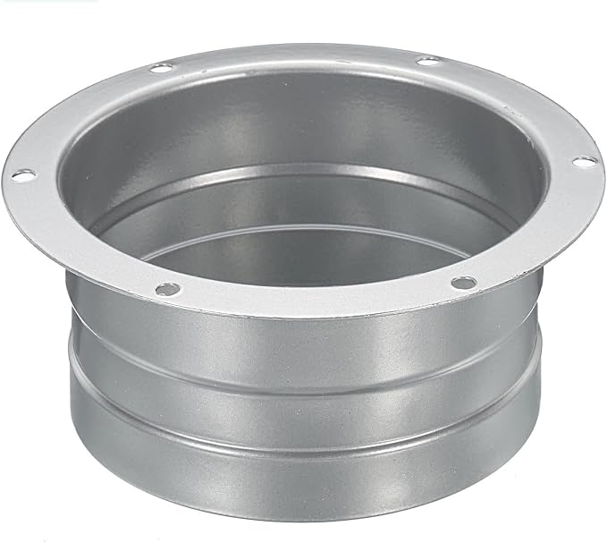 Metal Duct Connector Flange Galvanized Exhaust Hose Flange for Heating Cooling Ventilation System (Gray/4inch)