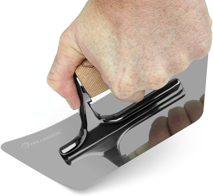 ROLLINGDOG Venetian Trowel - Mirror Polished 420 Stainless Steel Blade, Ergonomic Beech Handle for Decorative Finish and Polish,Plaster Finishing(7.9inchX4.1inchX3.3inch) | Mirror Polished 420 Stainless Steel Blade, Ergonomic Beech Handle