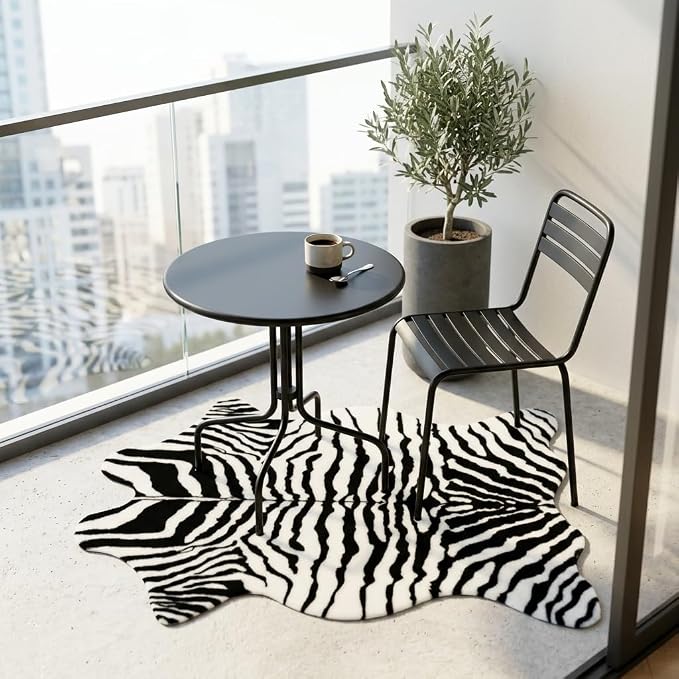 MustMat Zebra Print Rug,Black White Modern Minimalist Decor 2'6"×3'7" | Fits Bedroom,Vanity,Entryway,Armchair,Dorm,RV;Matches Boho,Farmhouse,Contemporary Decor