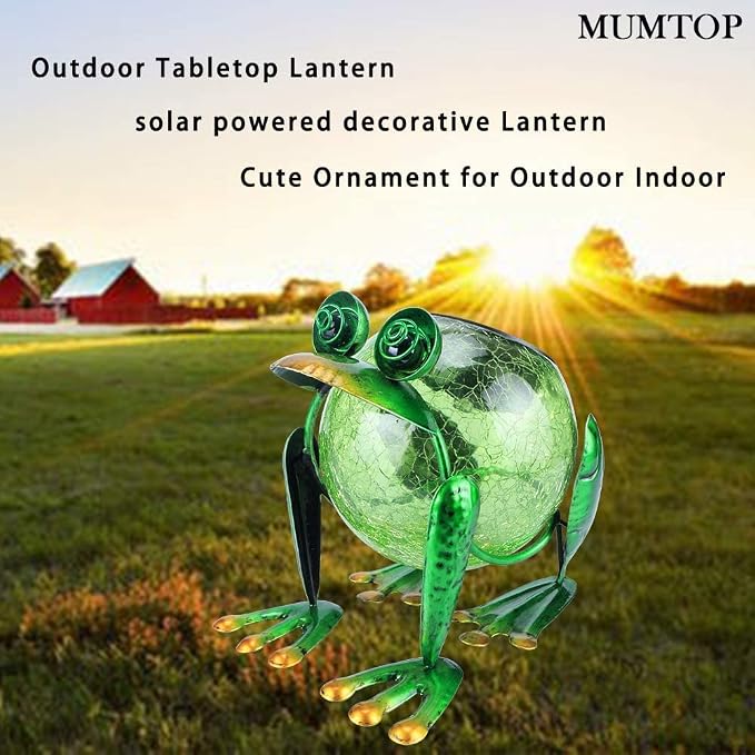 Solar Garden Lantern Waterproof LED Frog Solar Lights Outdoor Decorative Tabletop Lanterns Lamp for Pool Decor and Yard Patio Table Decoration or Mother's Day Gifts