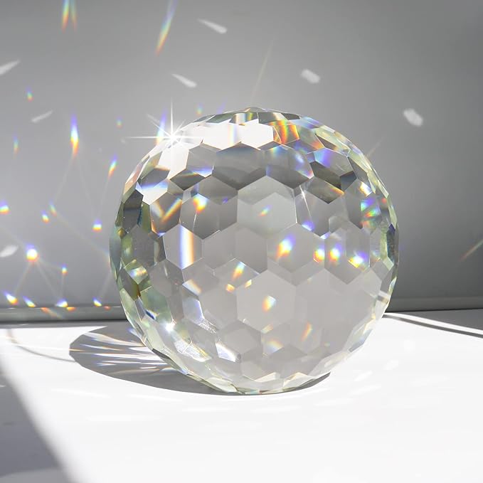 Clear Glass Crystal Ball Prism Suncatcher Rainbow Maker, Crystals Prisms for Window, Feng Shui, Home Office Garden Decoration (150mm/5.9inch)