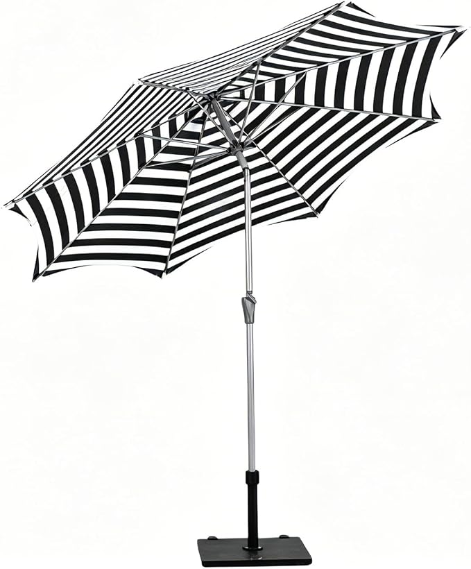 Tempera Patio Umbrellas Arc Edge Outdoor Table Market Umbrellas with Crank & Pust Button Tilt|Auto-Tilt, 8 Steel Ribs, High Color-Fastness Canopy
