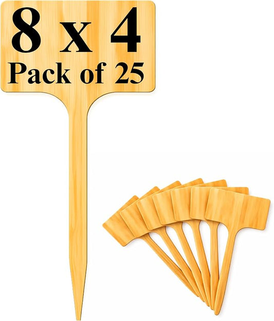 25 Pack 8" Tall Plant Labels Garden Markers Plant Name Tags for Flowers, Herbs, Vegatables, Seeds, Bulbs Larger Writing Area with Full Size Marker Great Holiday Gift