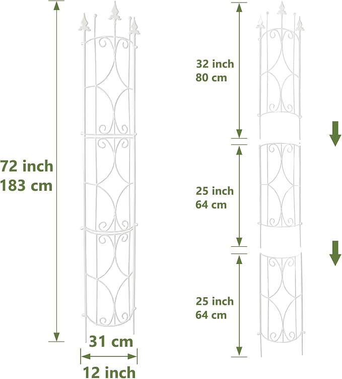 Thealyn Garden Trellis 2 Pack 72'' H x 12'' W Metal Plant Trellis Indoor/Outdoor Metal Garden Trellis Plant Trellis for Potted Plants Climbing Houseplants Flowers