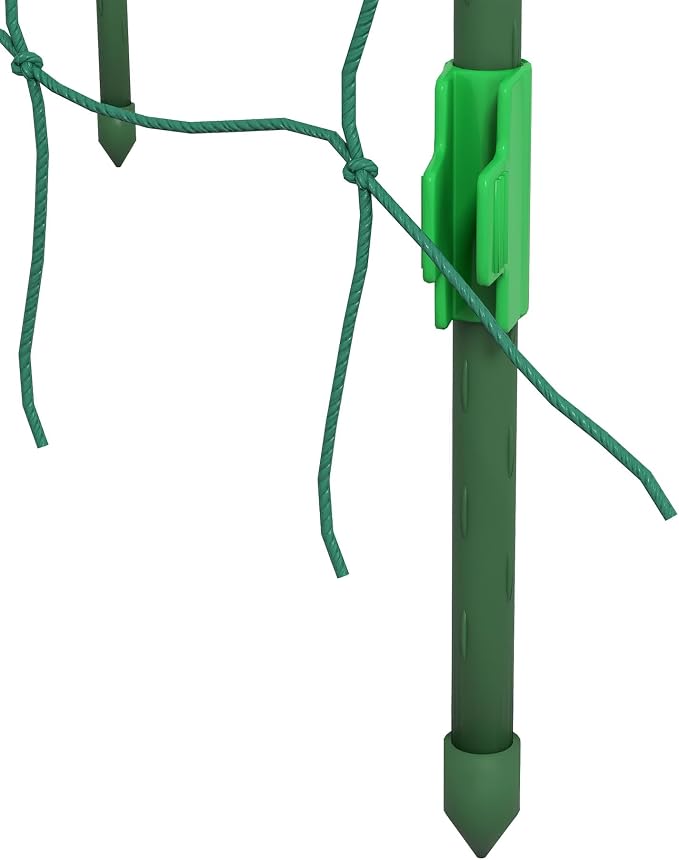 Outsunny Cucumber Trellis, 6' Tall Arch Trellis for Climbing Plants Outdoor, A-Frame, with Plastic Coated Steel Frame and Climbing Net, Support Vegetables, Peas, Fruit & Vines, Green