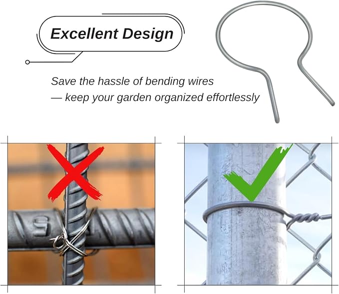 150 Pack - 1 5/8" Chain Link Fence Ties 9 Gauge Galvanized Steel Twist for Securing Fences on Farms/Ranches/Gardens