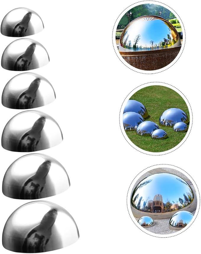 6Pcs Garden Reflective Ball Garden Sphere Ball Gazing Stainless Steel Mirror Hemisphere Mirror Globe Gazing Globe Shiny Sphere Mini Gold Globe
