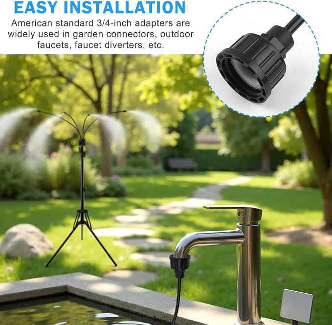 Standing Misters for Outside Patio, Adjustable Height 3.38-5.25 FT Stand Misting System for Cooling Outdoor, 25.59 FT Water Mister for Mist Playing, Backyard, Sprinkler
