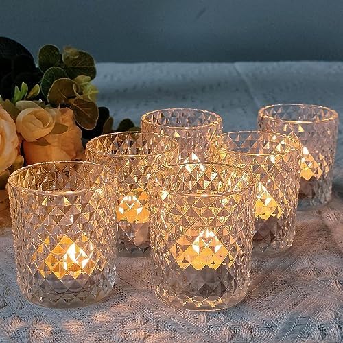 Woho 12Pcs Clear Votive Candle Holders, Tealight Candle Holder for Home Decor, Glass Tea Lights Candle Holder for Birthday Holiday Table by Woho