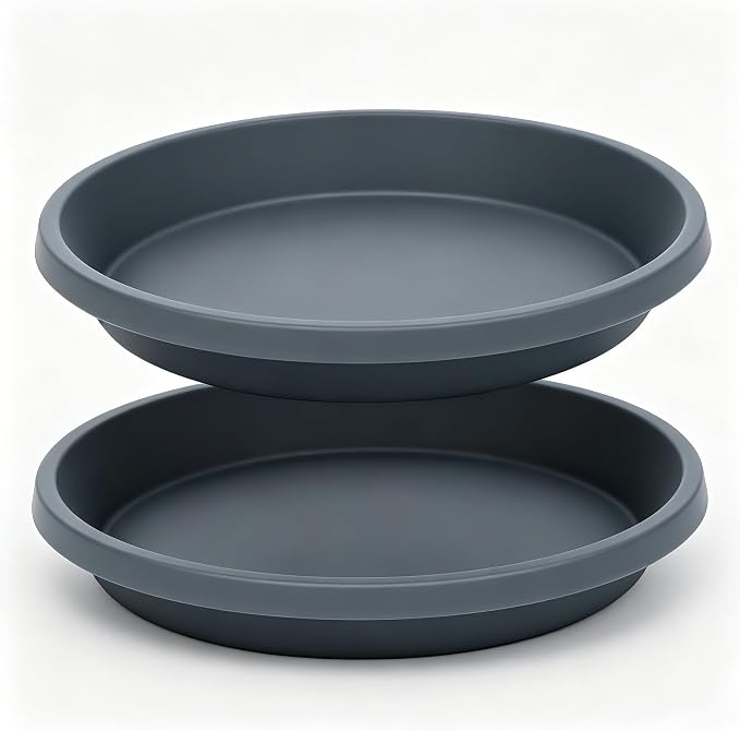 NIMYAU Plastic Plant Saucer for Garden 12 Inch 2 Pack Reusable Drip Trays for Outdoor Flower Pots