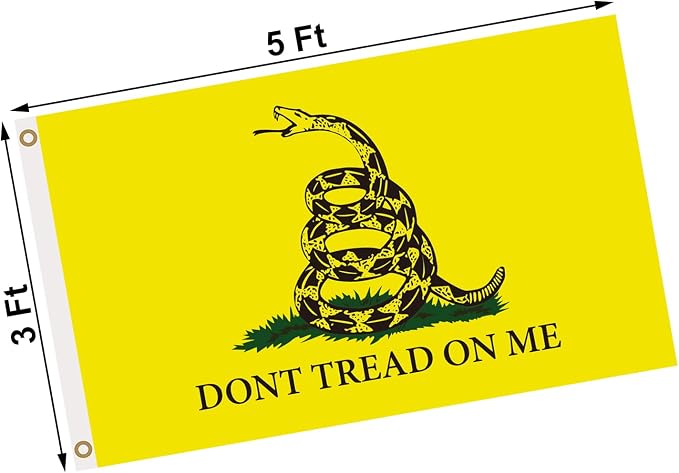 Don't Tread on Me Flag 3x5 Ft For Outside, Double Sided Dont Tread On Me Flags With Brass Grommets, 3 Ply USA American Gadsden Rattlesnake Banner Garden Flag Outdoor With UV Fade Proof