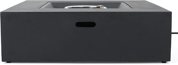 Christopher Knight Home Aidan Outdoor 50,000 BTU Square Fire Pit (No Tank Holder) - Lightweight Concrete - Dark Gray