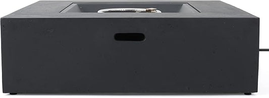 Christopher Knight Home Aidan Outdoor 50,000 BTU Square Fire Pit (No Tank Holder) - Lightweight Concrete - Dark Gray