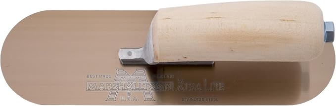 MARSHALLTOWN The Premier Line SP10GS 10-Inch by 3-Inch Golden Stainless Steel Pool Trowel with Curved Wood Handle