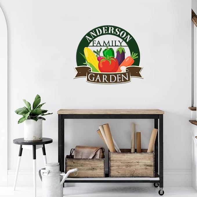 MeMate Vegetable Garden Sign, Personalized Metal Signs, Garden Sign to Personalize, Customized Name Wall Art for Garden Outdoor Decor, Outdoor Plaque Large Sign for Potting Shed, She Shed