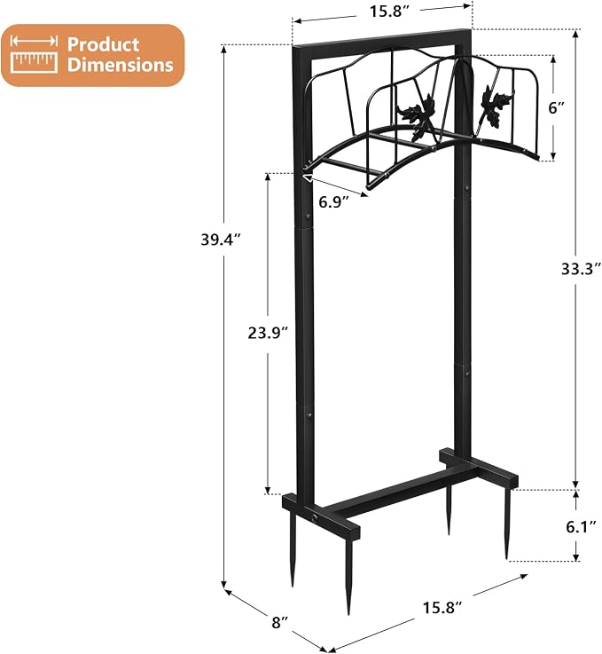 Skypatio Outdoor Garden Hose Holder, Heavy Duty Metal Water Hose Holder Holds 150ft Hoses Freestanding Hose Storage Stand with 4 Stakes, Rust-Resistant Hose Hanger for Outside