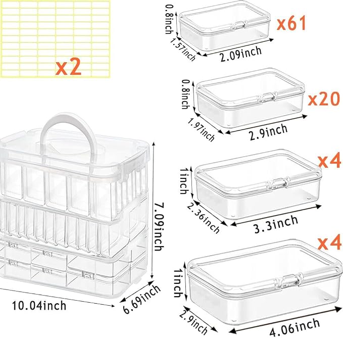91pcs Bead storage container, 3-Tier bead organizer boxes and craft storage boxes,Bead storage Stackable portable box,DIY Jewelry Craft Nails, Bracelets, Jewelry, Diamonds, Pens, (3 Tier)