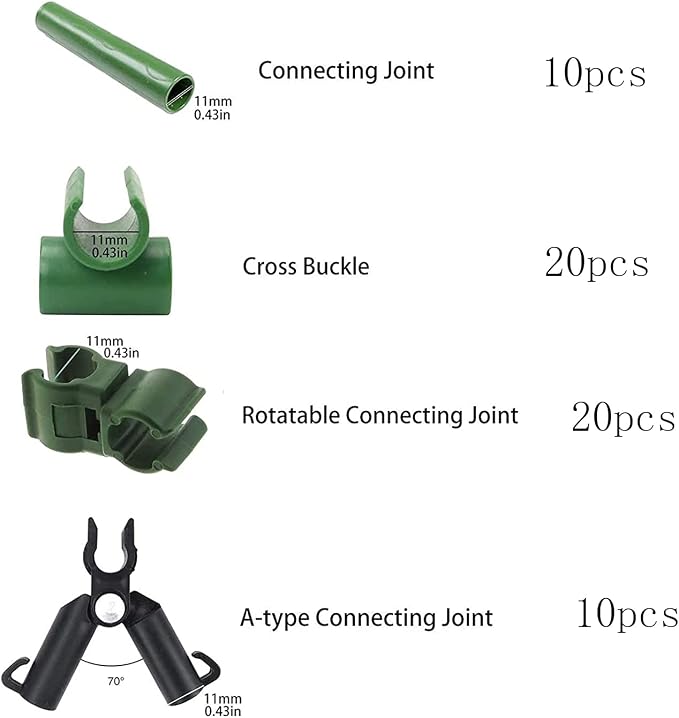 60pcs Adjustable Plant Trellis Connector Clip 3 Types Plant Stake Connectors Garden Tomato Sticks Clip for Plant Supports Climbing (11mm)
