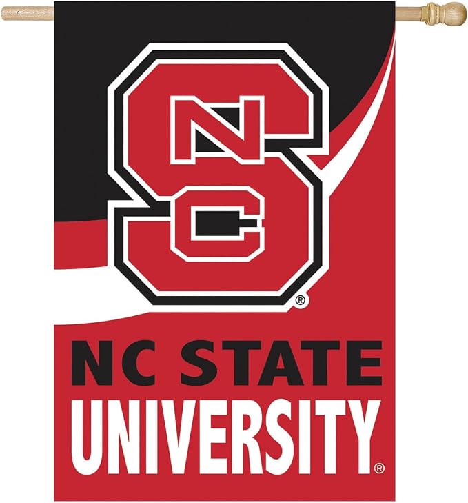 NCAA North Carolina State University House Flag, 28 x 44, Double Sided Garden Flags for Outside, Outdoor College Flags & Banners for Gardens Patio, Indoor Wall Decor Flag for Room
